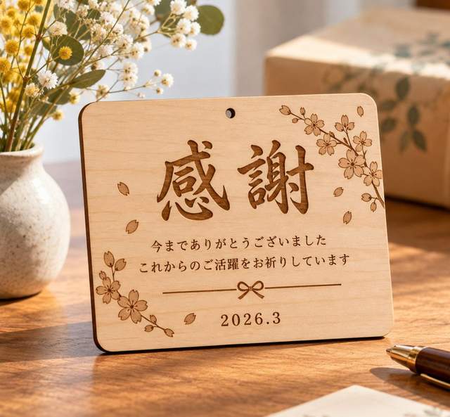 木製感謝プレート制作イメージ・AI生成画像